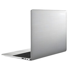 Modern laptop with sleek silver design isolated on transparent background