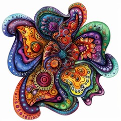 Naklejka premium Colorful Abstract Floral Design with Intricate Shapes and Patterns