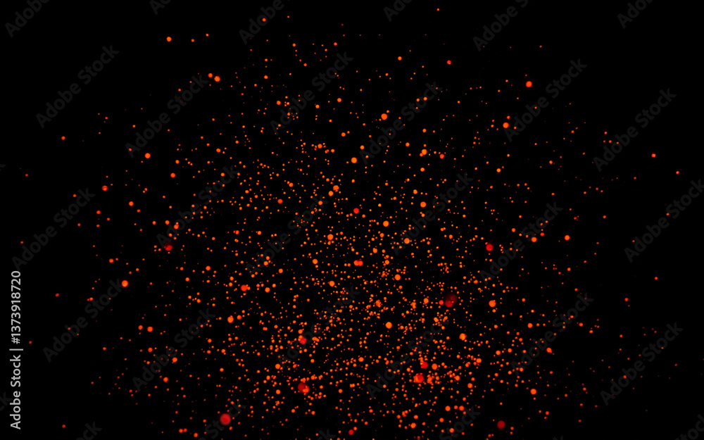 Aufkleber Orange glowing particles scattered across a dark background evoke a fiery, abstract scene. The bright specks resemble embers floating in the night, creating a dynamic and textured effect.