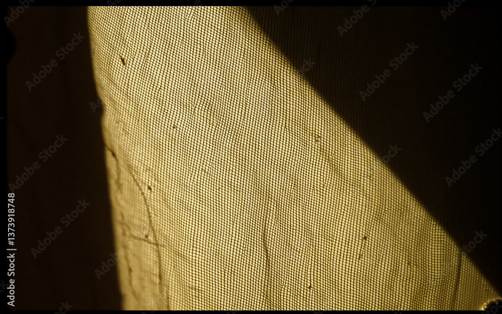 Poster sunlight casts a sharp shadow across a textured beige wall. the light creates contrast, highlighting