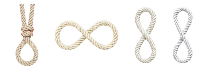 Assorted rope shapes decorative set, nautical themed, craft supply, diy projects, home decor, five pieces transparent background