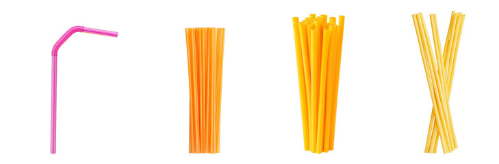 Assorted plastic straws, flexible drinking straws, colorful party straws, disposable drinking straws, transparent background