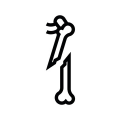 Femoral fracture black line icon for digital and print projects.