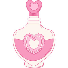 Vintage Coquette Pink Magic Bottle Elixir Potion. Romantic Girly Vibe