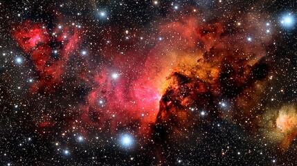 Naklejka premium Exploration of cosmic nebulae outer space astrophotography celestial environment wide-angle view galactic wonders