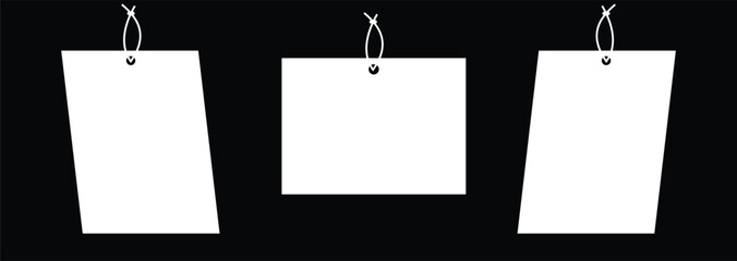 Blank A4 posters hanging list with shadows. Hanging white paper on binders. A4 paper page mockup sheet - stock vector. vector illustration.