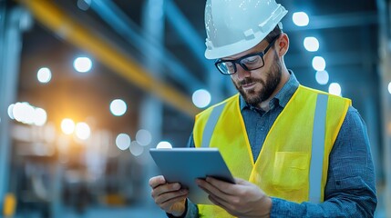 Construction manager reviews budget strategies industrial site professional insight indoor environment close-up view