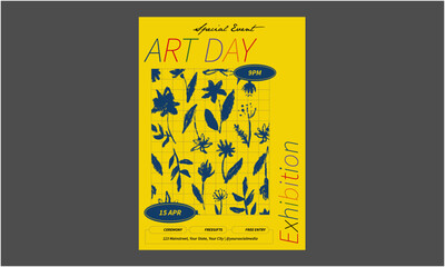 World Art Day Flyer. World Art Day background. World Art Day Celebration. April 15. Cartoon Vector illustration design Template for Poster, Banner, Flyer, Card, Post, Cover, competition, Event.