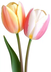 Naklejka premium Two tulips flower blossoms botanical.