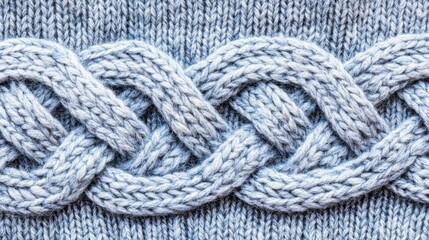 Intricate blue cable knit pattern with texture and detail