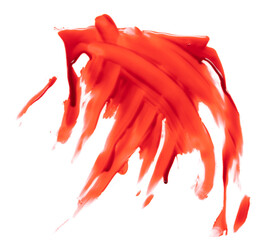 Bloody smudged fingerprints isolated on white background. Flowing bloody stains, splashes and...