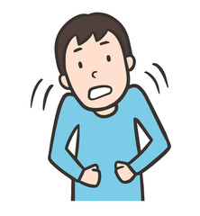 トゥレット症候群、運動チックの症状で肩をビクッと上げる男性