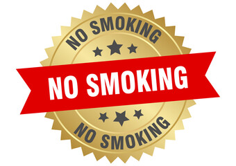 no smoking. no smoking round red and gold label isolated on transparent background