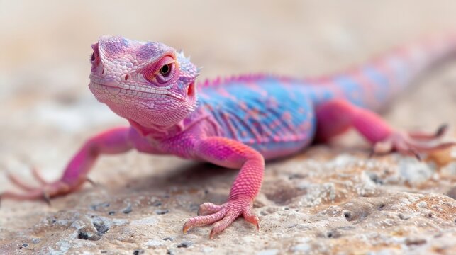 Pink Lizard, Close up of a vibrant pink lizard