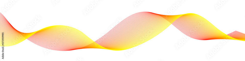 Poster Bright red and yellow gradient wave with smooth motion lines. Abstract colorful dynamic background element. Vector EPS 10