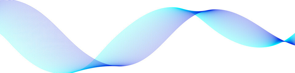 Gradient blue wave made of fine lines on transparent background. Abstract linear motion design element. Vector EPS 10