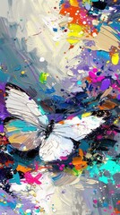 colorful white and black butterfly splashes 