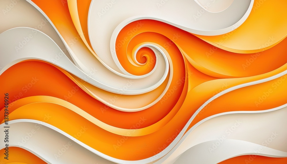 Poster abstract swirling design of orange and beige, creating a visually dynamic and mesmerizing compositio