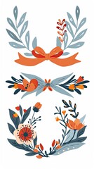 Obraz premium cute and simple with pastel colors on a white background. A flower bouquet in the shape of a heart