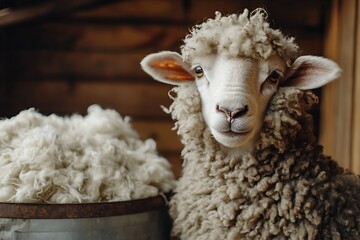 Naklejka premium sheep with curly hair