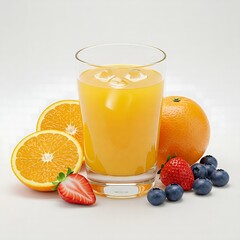 Fresh Orange Juice and Assorted Fruits Display