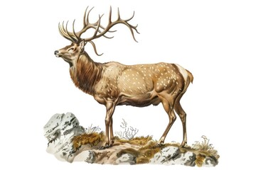 Male Stag illustration wildlife antlers.