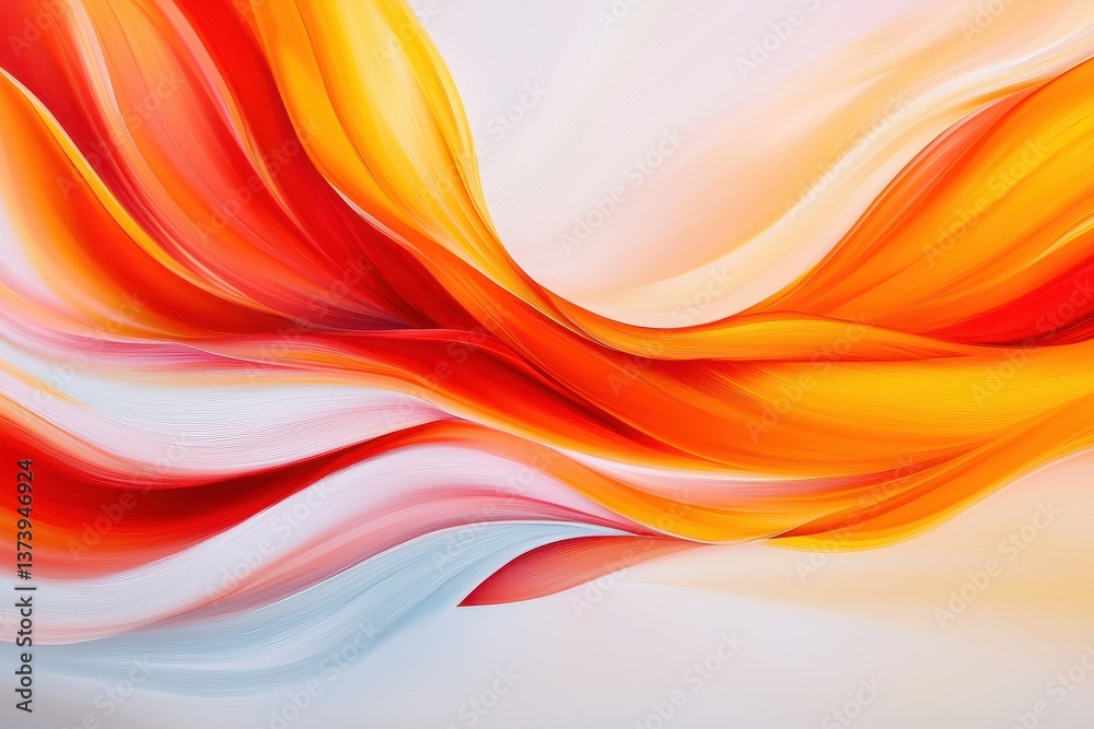 Poster dynamic wave pattern of vibrant colors flowing seamlessly, creating a harmonious blend of warmth and