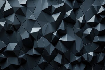 Fototapeta premium Abstract black geometric shapes creating a textured wall. showcasing sharp angles and varying surfaces. suitable for modern design backgrounds or artistic projects