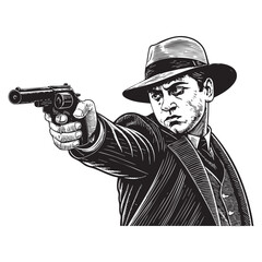 gangster engraving vector illustration