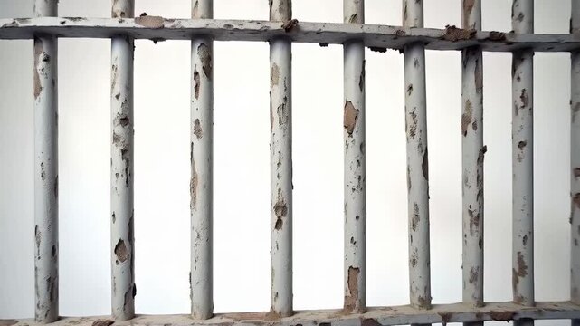 A prisoner in your own mind concept, prison bars rusted and old holding you back