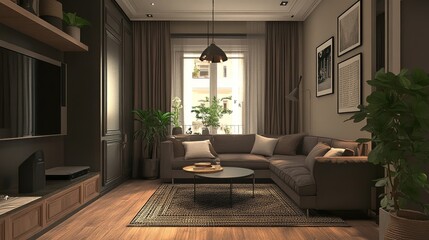 Interior of the living room in plain monochrome color Simple one color Design inetrior concept