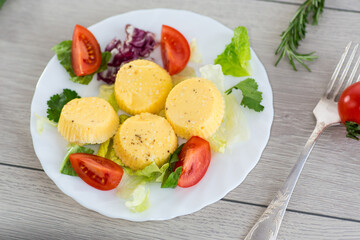 Healthy and tasty breakfast: steamed omelette with vegetables