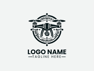 Drone Vector Logo Design, Aerial Drone Logo, Modern Drone Logo