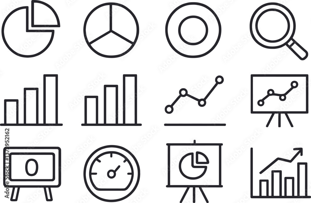 Poster visual representation of data analytics elements showcasing charts, graphs, and metrics for business
