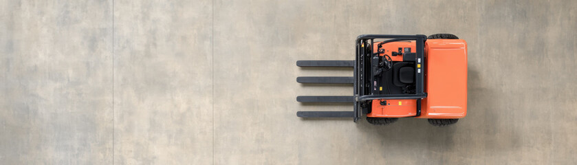 forklift with low emission engine is positioned smooth concrete floor, showcasing its robust design and functionality. This equipment is essential for efficient material handling various