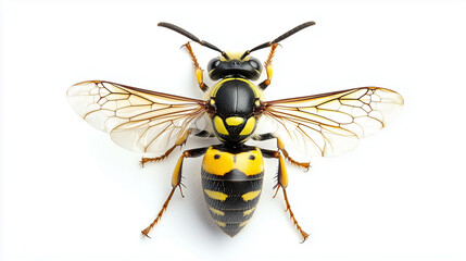 wasp in black and yellow isolated on a white background