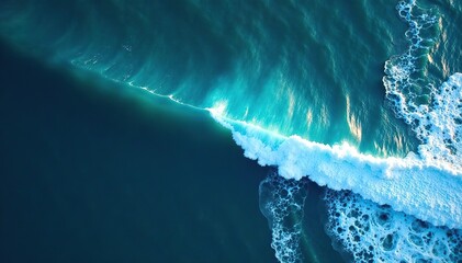 Aerial view of deep blue ocean waves with foam,  nature,  foam