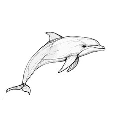 Naklejka premium Dolphin sketch swimming in an ocean background 