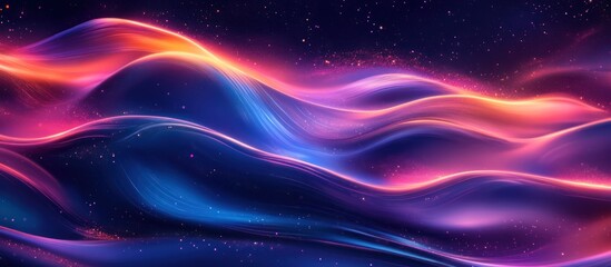 Obraz premium Neon Waves, Cosmic Background, Digital Art
