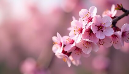 fresh pink blossoms begin to bloom on a tree, signaling the arrival of spring,  blossoms,  new