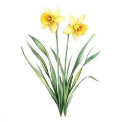 Obraz premium Aesthetic spring Daffodil flower daffodils flowers illustration.