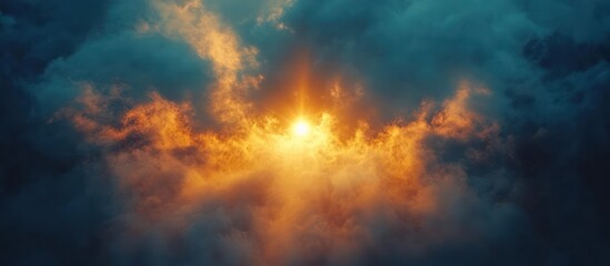 Obraz premium Sunset Through Cloudscape Aerial View