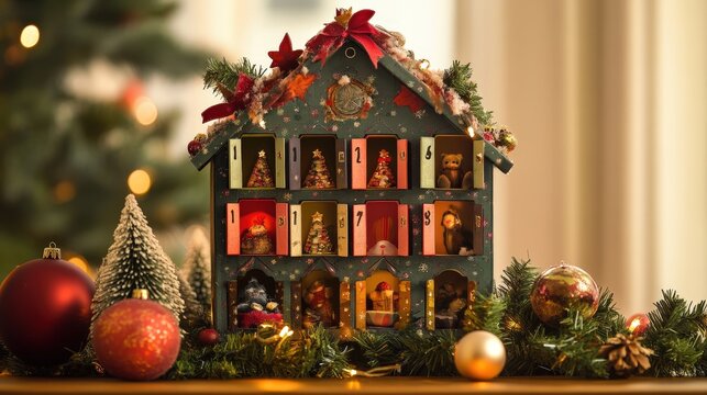 festive advent calendar with small numbered doors revealing surprises