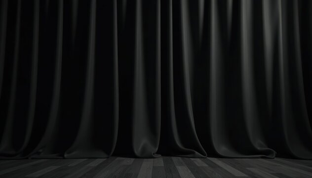 Elegant black curtain background perfect for adding drama to any design project,  drapery,  glamorous
