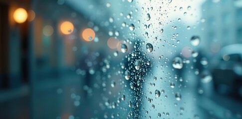 Closeup on misty blurred glass surface with soft light reflections, foggy,  textured