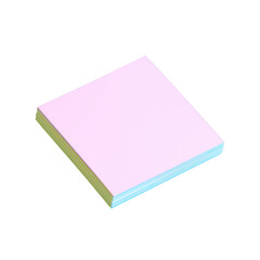 A stack of pastel-colored sticky notes on a white isolated background, perfect for brainstorming, organizing ideas, and enhancing productivity in the workplace.