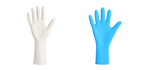 Fototapeta premium Protective gloves set, latex free, powder free, examination, medical, cleaning, food safe, pair of two transparent background