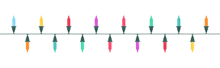 Christmas lights bulbs isolated on white background