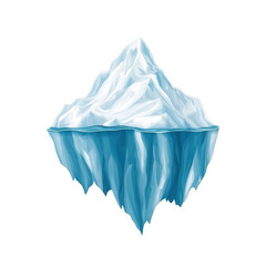 Obraz premium An illustration of a majestic iceberg featuring sharp, jagged edges and deep blue hues, set against a clean white background, showcasing the beauty of nature's frozen formations.
