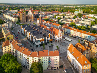 Nysa rynek i centrum miasta w widoku z powietrza © Henryk Niestrój